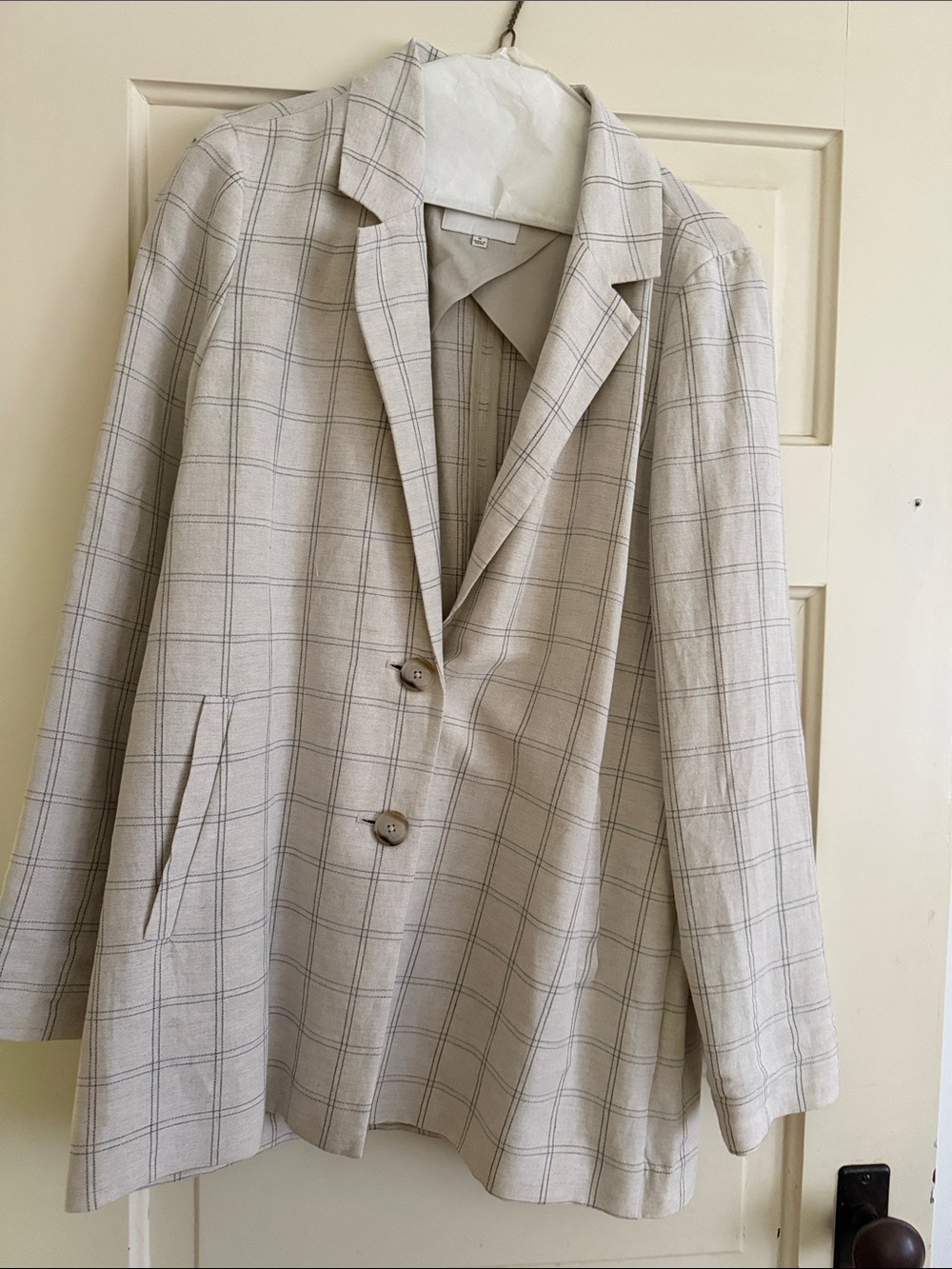 Madewell Light Beige Plaid Blazer